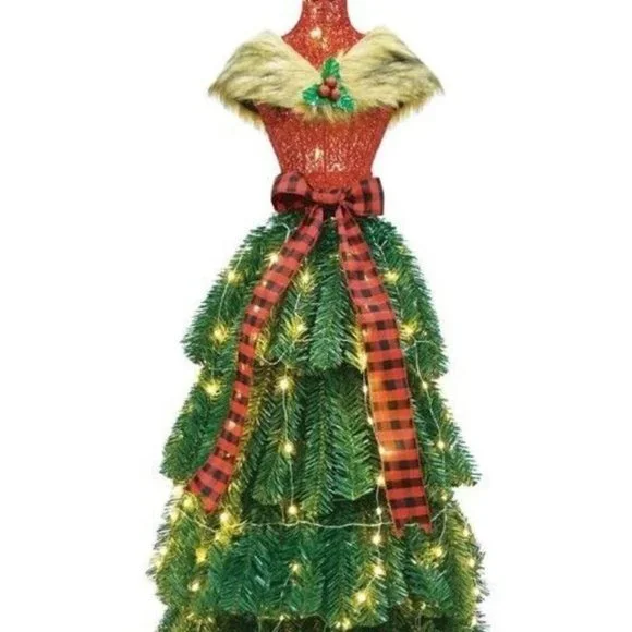 American Vintage | Holiday | Winter Wonder Lane 4 Ft Led Buffalo Dress Form  Prelit Christmas Tree Nib | Poshmark